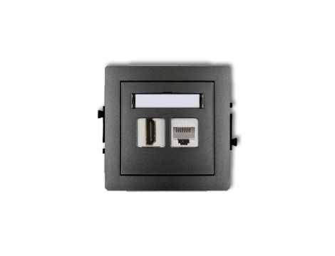 DECO Gniazdo pojedyncze HDMI + Gniazdo komputerowe pojedyncze 1xRJ45, kat. 5e, 8-stykowy grafitowy 11DGHK