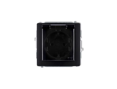 DECO Gniazdo bryzgoszczelne z/u SCHUKO (klapka dymna) czarny mat 12DGPB-1sdp