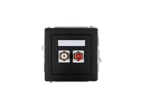 DECO Gniazdo podwójne RCA (typu cinch - biały i czerwony, pozłacany) czarny mat 12DGRCA-2