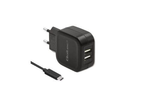 Qoltec Ładowarka sieciowa 17W 5V 3.4A 2xUSB + kabel USB typC
