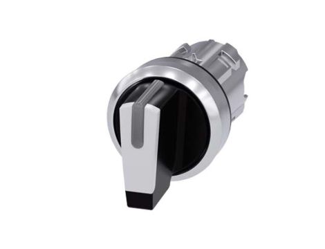 Przełącznik piórkowy 3 pozycyjny 22mm bez samopowrotu możl podświetlenie czarny/biały metal SIRIUS ACT 3SU1052-2BL60-0AA0