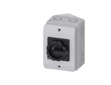 Rozłącznik główny w obudowie 3P 25A 9.5kW AC23A 400V styki pom 1Z 1R pokrętło czarne 3LD2164-1GP51