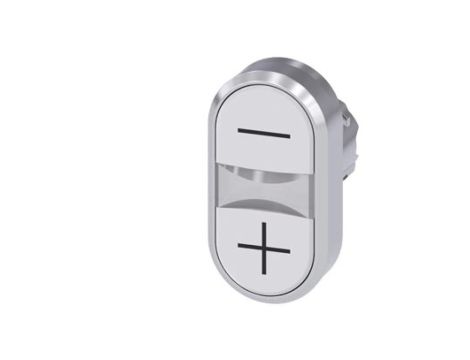 Przycisk podwójny 22mm metal biały /-/ biały /+/ przyciski płaskie z samopowrotem SIRIUS ACT 3SU1050-3AB66-0AL0