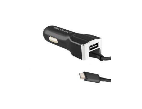 Qoltec Ładowarka samochodowa 12-24V 17W 5V 3.4A USB + kabel Micro USB