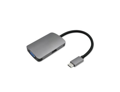 Qoltec Hub Adapter USB-C 3.1 2w1 HDMI 4K VGA