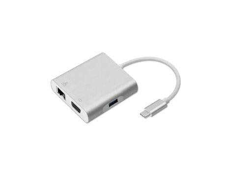Qoltec Hub Adapter USB-C 3.1 4w1 USB 3.0 VGA RJ45 USB-C PD 92W