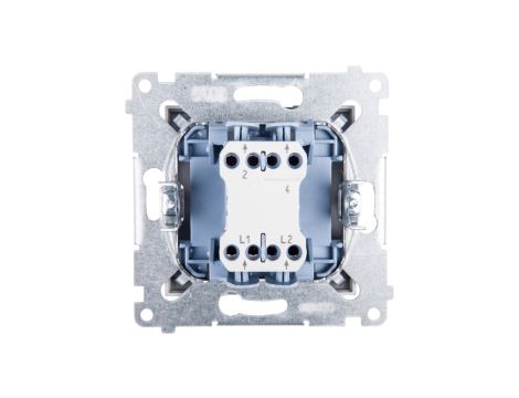 Simon 54 Łącznik dwubiegunowy z podświetleniem, szybkozłącza, srebrny mat DW2L.01/43