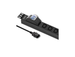 Qoltec Listwa zasilająca PDU antyprzeciążeniowa do RACK 19 1U 10A 8xIEC C13 bezpiecznik C16 2m