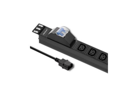 Qoltec Listwa zasilająca PDU antyprzeciążeniowa do RACK 19 1U 10A 8xIEC C13 bezpiecznik C16 2m