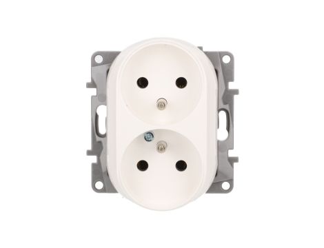 NILOE Gniazdo podwójne z/u 16A bez przesłon, zaciski śrubowe, białe 764562